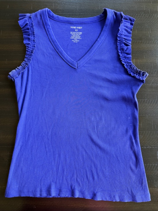 Nine West Tops - Nine West Vibrant Purple V-Neck Ruffle Sleeve Tank